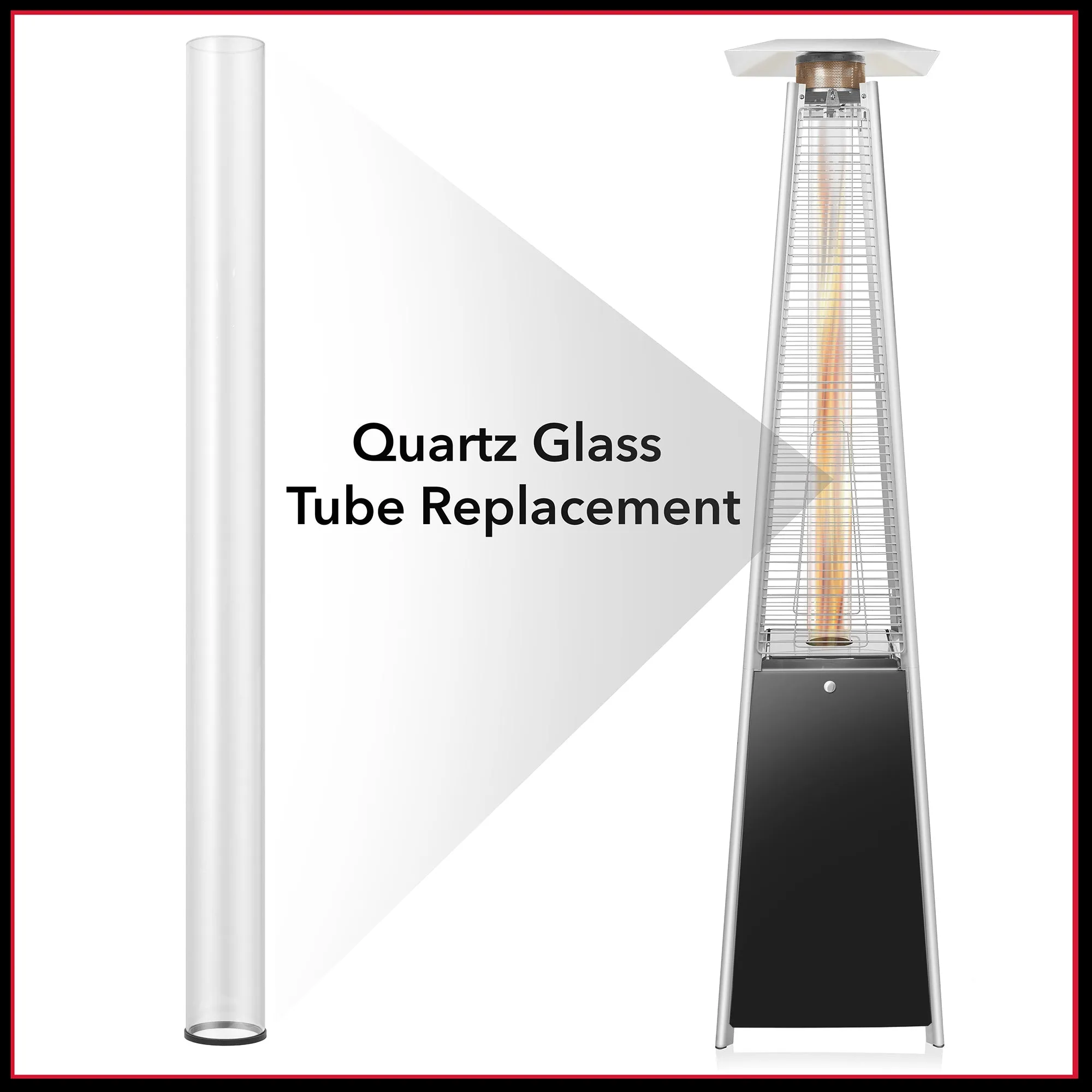 49.5" Tall Quartz Glass Tube Replacement for 4-Sided Pyramid Style Outdoor Patio Heaters