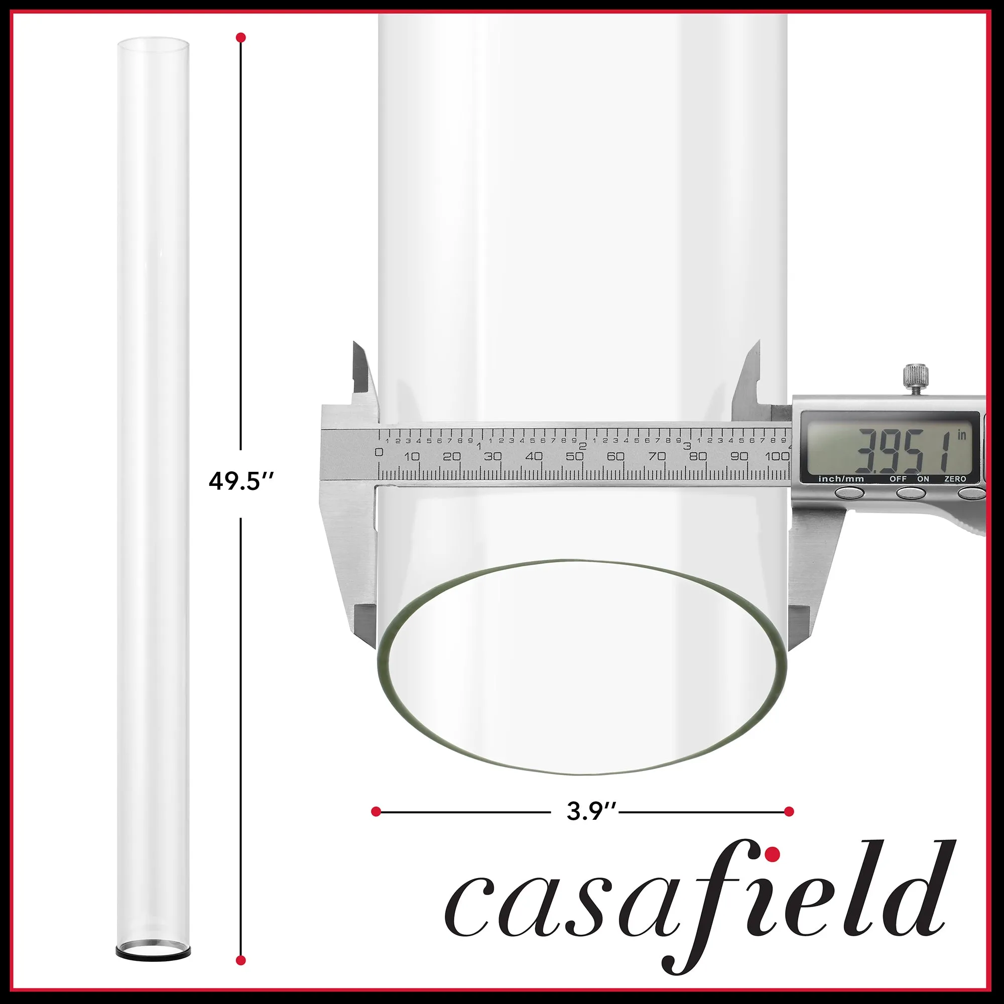 49.5" Tall Quartz Glass Tube Replacement for 4-Sided Pyramid Style Outdoor Patio Heaters