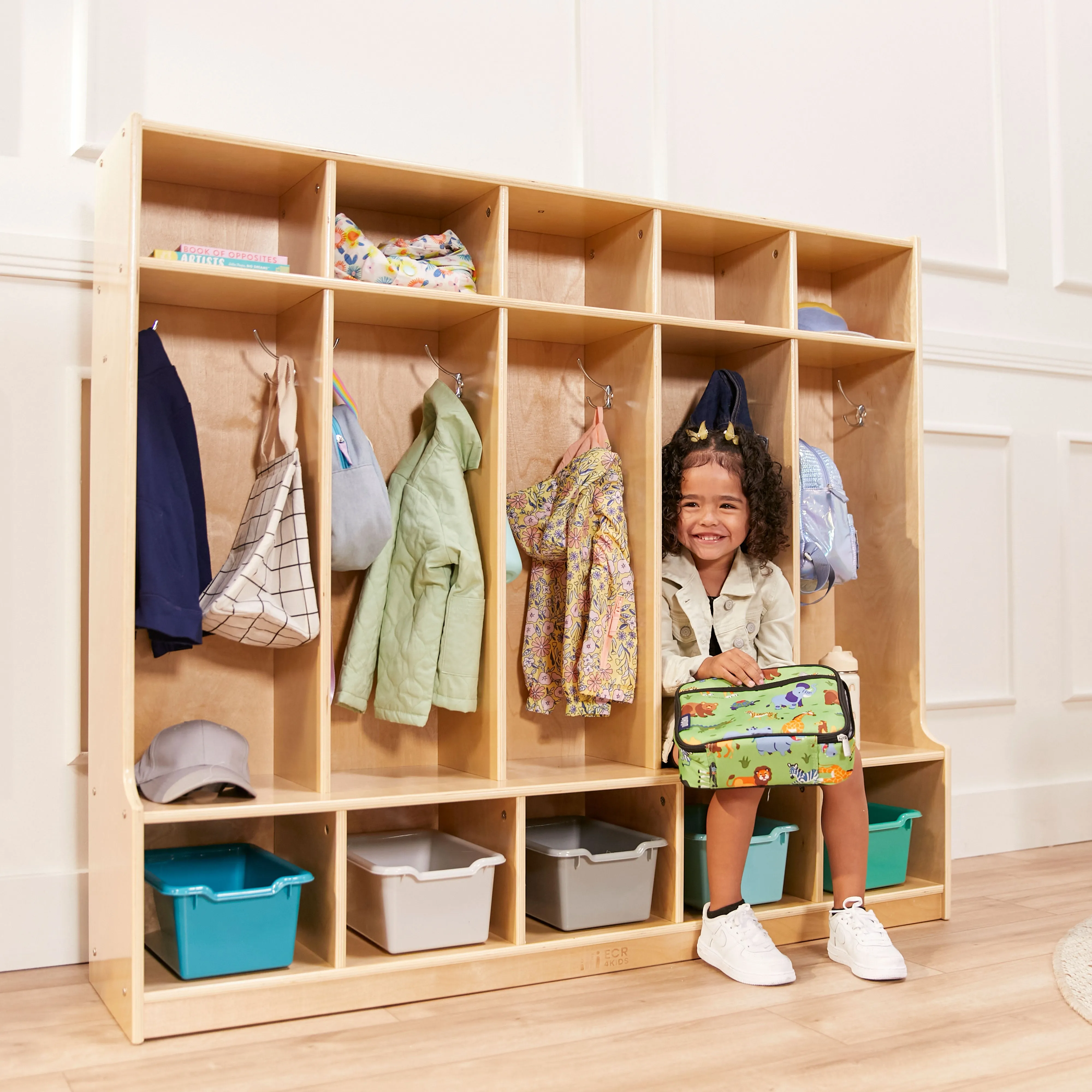 5-Section Coat Locker with Bench