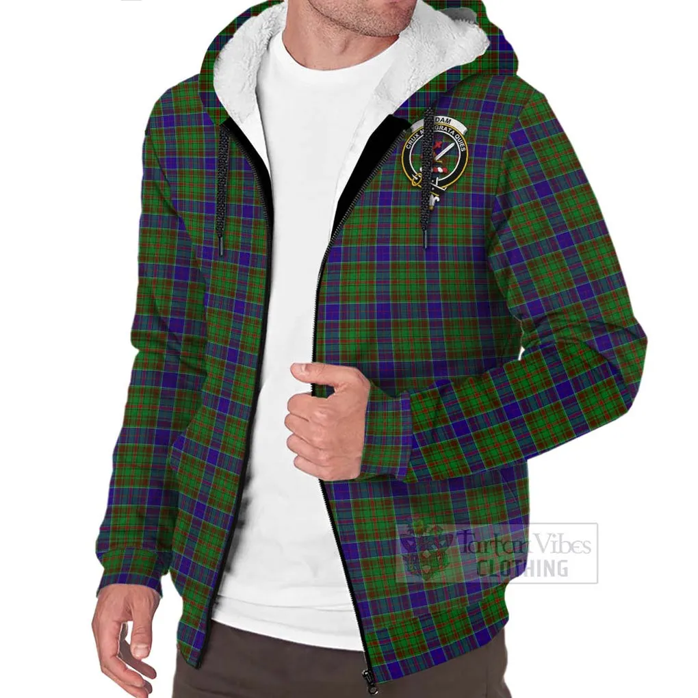 Adam Tartan Sherpa Hoodie with Family Crest Celtic Skull Style