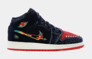 Air Jordan 1 Retro Mid Siempre Familia Grade School Lifestyle Shoes (Black/Red) Free Shipping