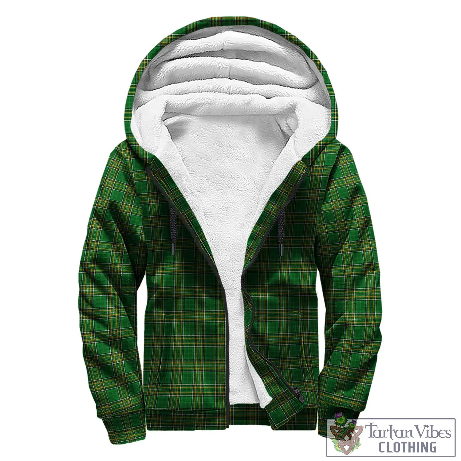 Alleet Irish Clan Tartan Sherpa Hoodie with Coat of Arms