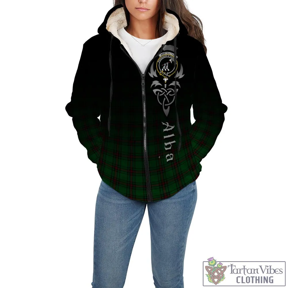 Anstruther Tartan Sherpa Hoodie Featuring Alba Gu Brath Family Crest Celtic Inspired