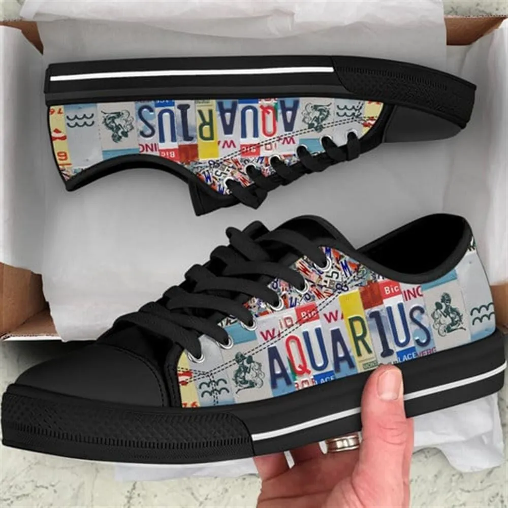 Aquarius License Plates Canvas Low Top Shoes, Low Top Sneaker, Low Top Canvas Shoes