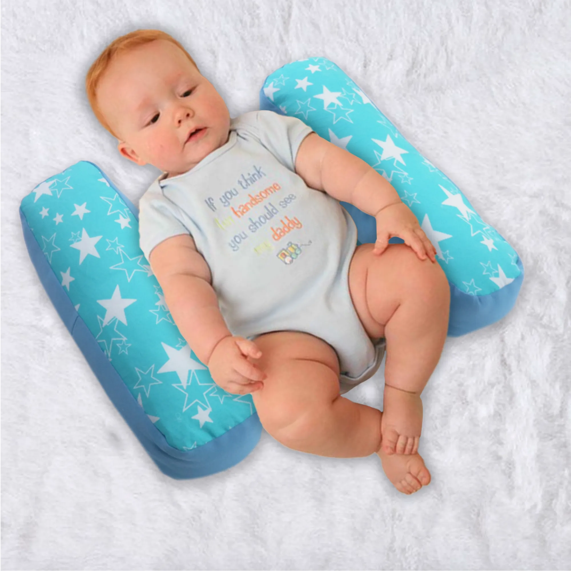 Baby Anti Roll Side Pillows - Cyan Star