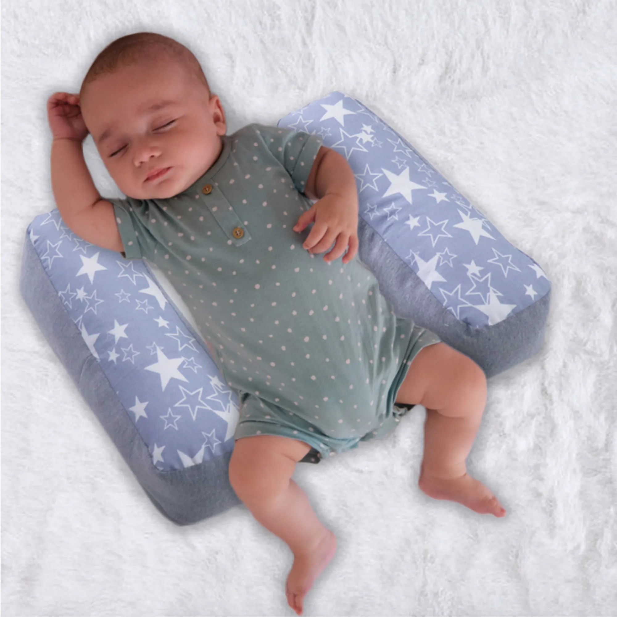 Baby Anti Roll Side Pillows - Grey Star