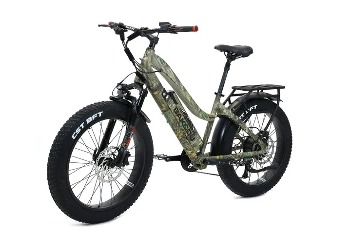 Bakcou E Bikes Flatlander Step-Through (ST) 24" Tires Full Suspension Electric Bikes | 750W Motor | 48V Battery