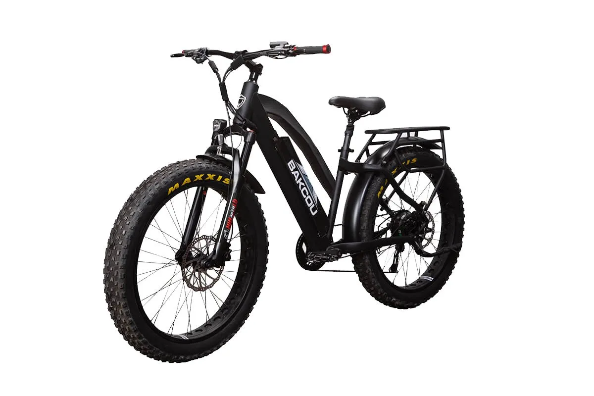 Bakcou E Bikes Flatlander Step-Through (ST) 24" Tires Full Suspension Electric Bikes | 750W Motor | 48V Battery