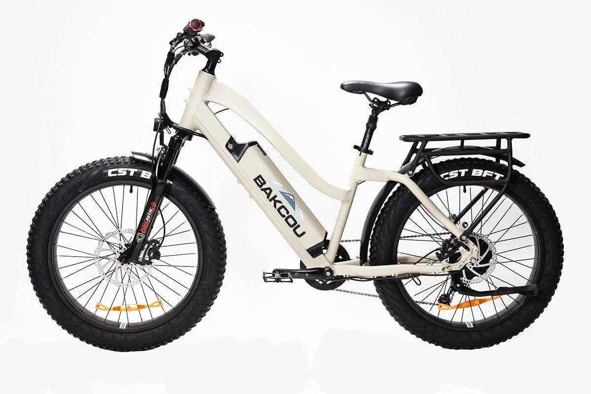 Bakcou E Bikes Flatlander Step-Through (ST) 24" Tires Full Suspension Electric Bikes | 750W Motor | 48V Battery