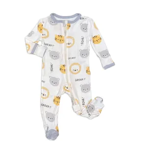 Bamboo Footies with Two Way Zipper (Lion Tiger & Bears Print)