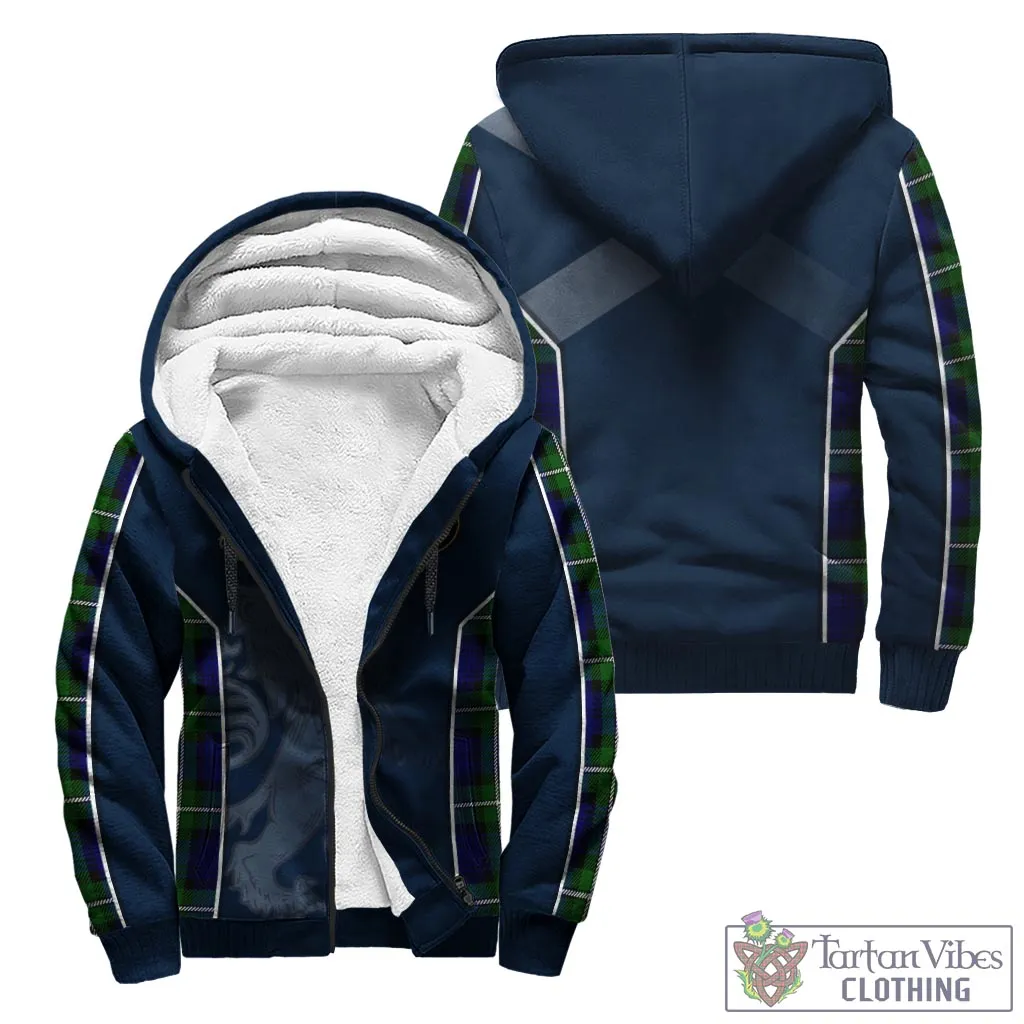 Bannerman Tartan Sherpa Hoodie with Family Crest and Lion Rampant Vibes Sport Style