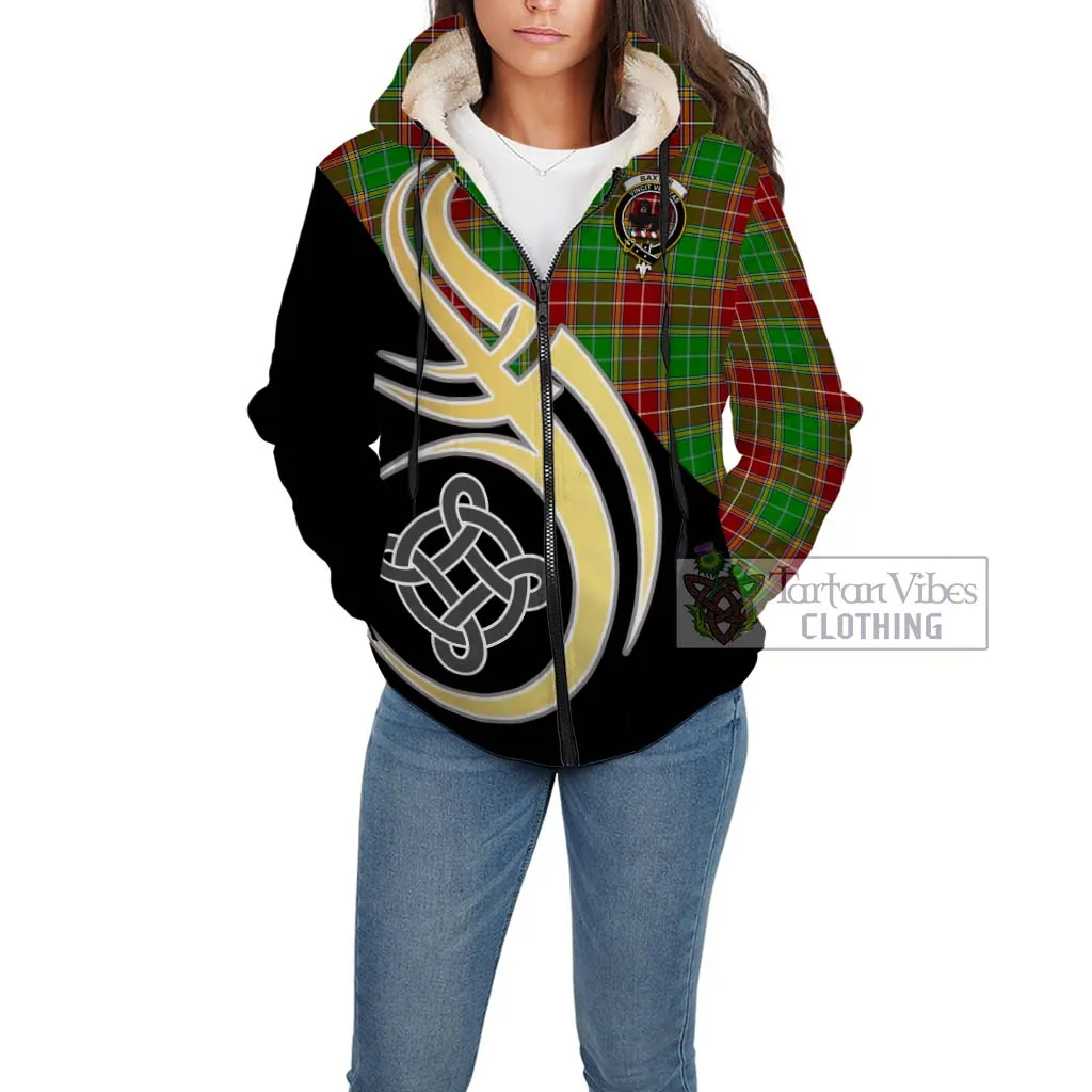 Baxter Modern Tartan Sherpa Hoodie with Family Crest and Celtic Symbol Style