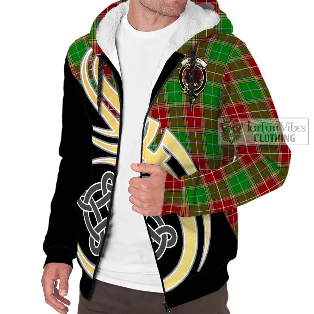 Baxter Modern Tartan Sherpa Hoodie with Family Crest and Celtic Symbol Style