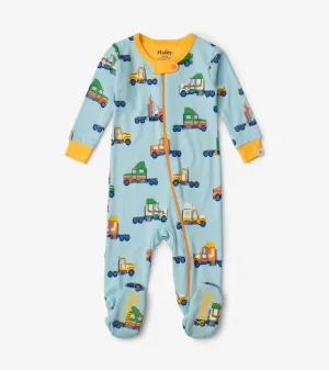 Big Rig Trucks Footed Onesie