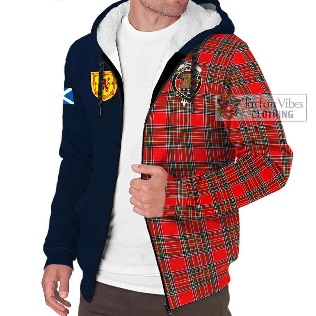 Binning Tartan Sherpa Hoodie Alba with Scottish Lion Royal Arm Half Style