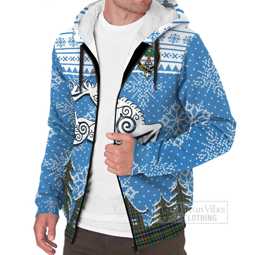 Bisset Clan Christmas Sherpa Hoodie Celtic Reindeer Style