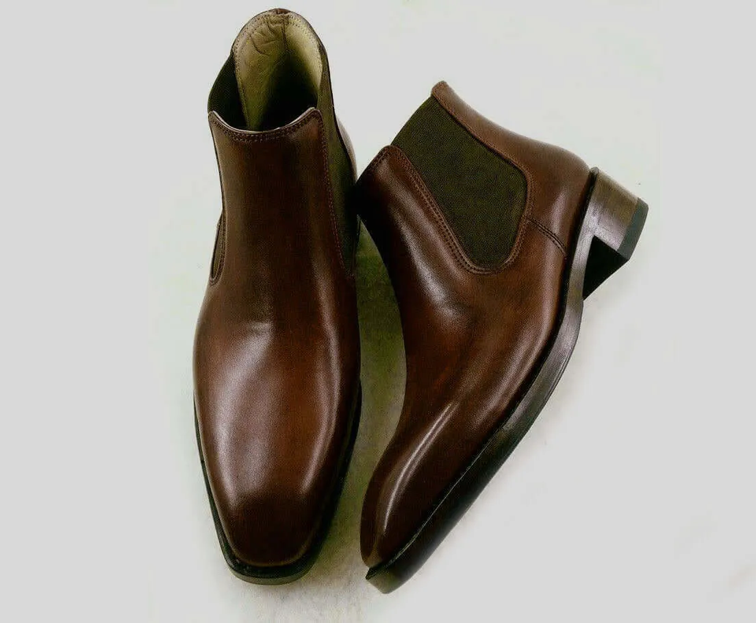 Black Chelsea Leather boots For Mens ,Bespoke Leather Ankle boots