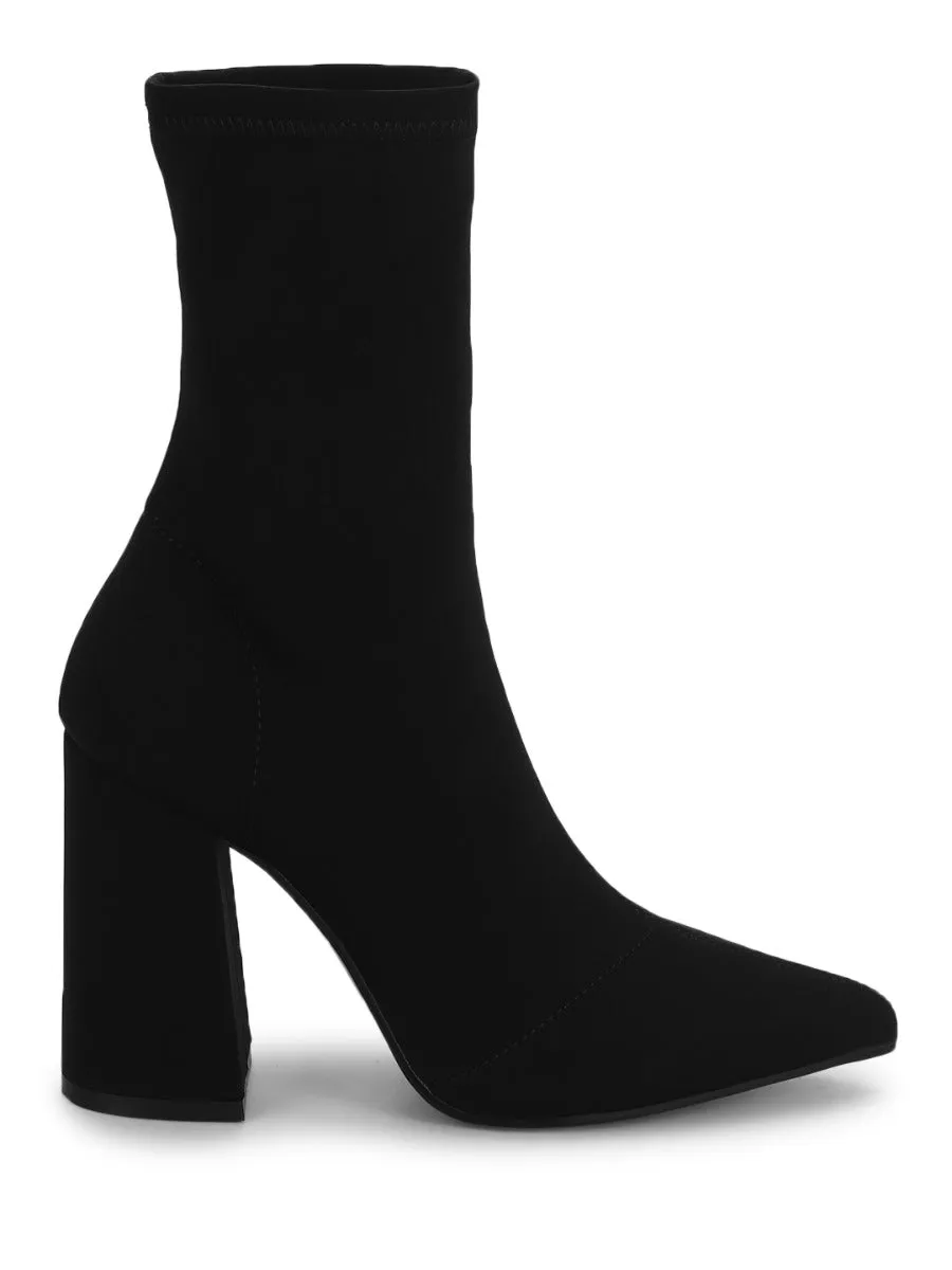 Black Lycra Sock Ankle Boots