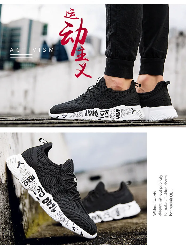 Black Men's Athletic Fashion Casual Sneakers Outdoor