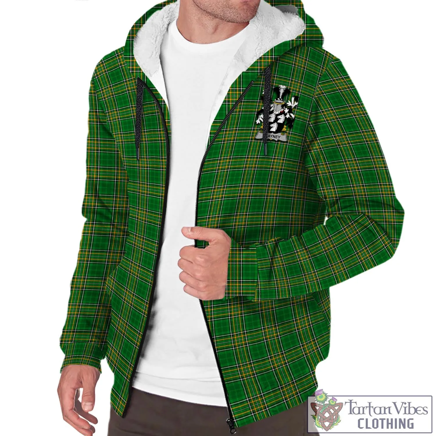 Blayney Irish Clan Tartan Sherpa Hoodie with Coat of Arms