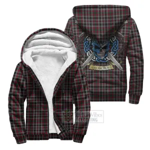 Borthwick Tartan Sherpa Hoodie with Family Crest Celtic Skull Style