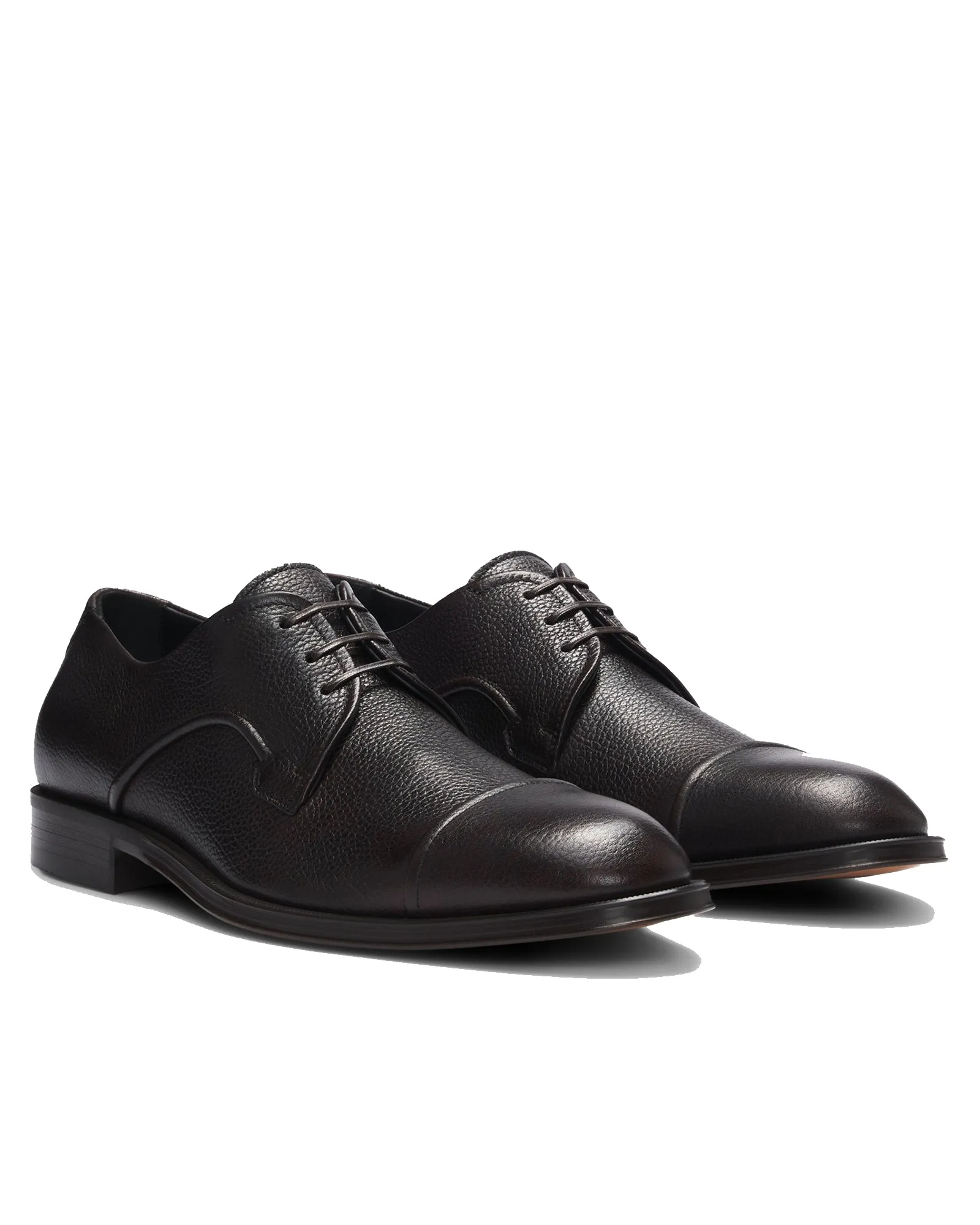 Boss Grained-Leather Derby Shoes with Anti-Slip Sole - Brown