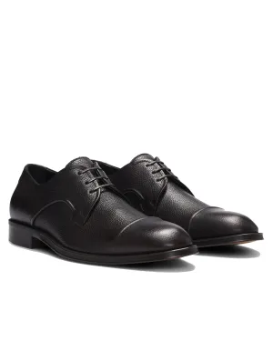 Boss Grained-Leather Derby Shoes with Anti-Slip Sole - Brown