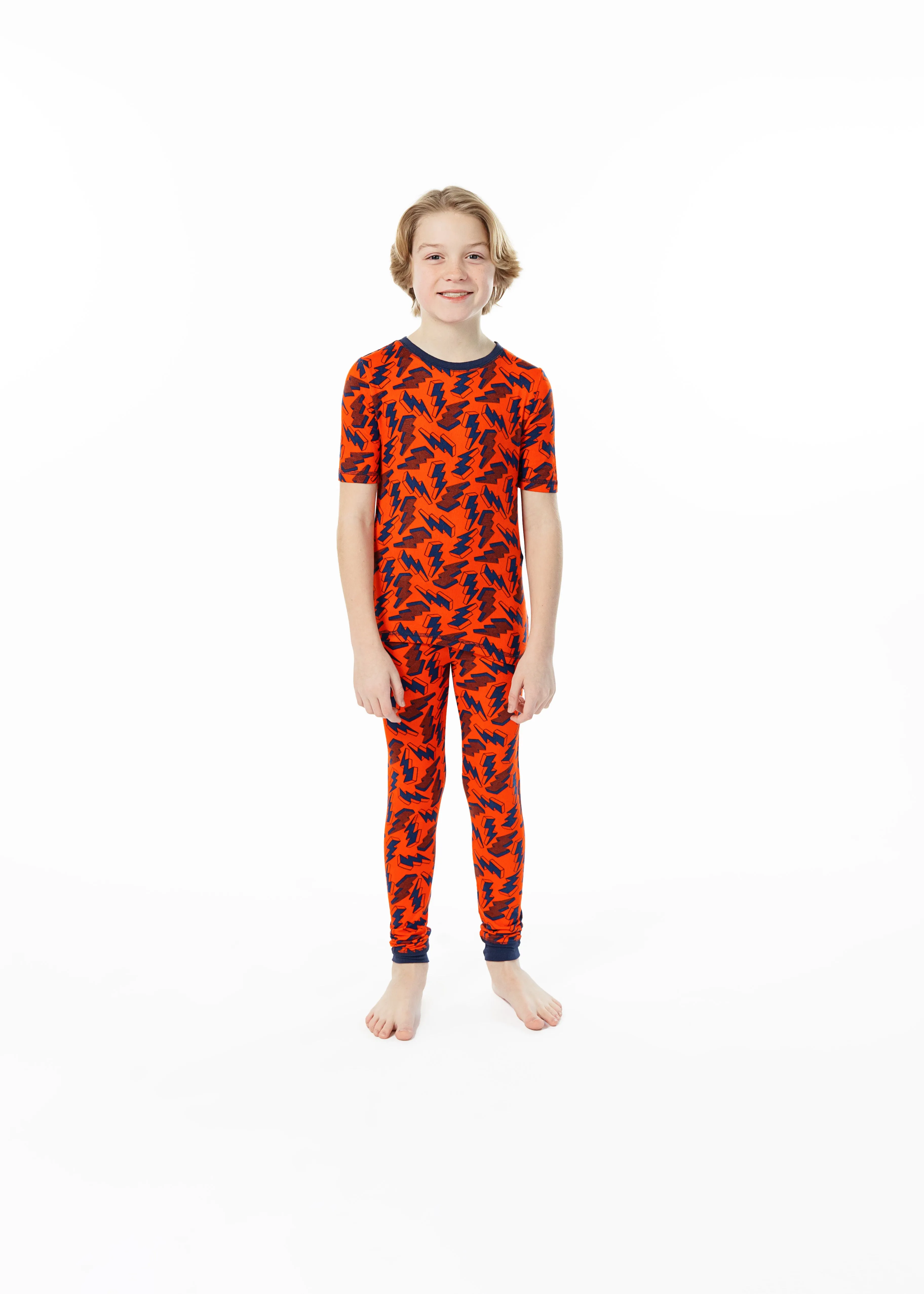 Boys Lightning Bolt Super Soft Snug Fit 2-Piece Pajama Sleep Set