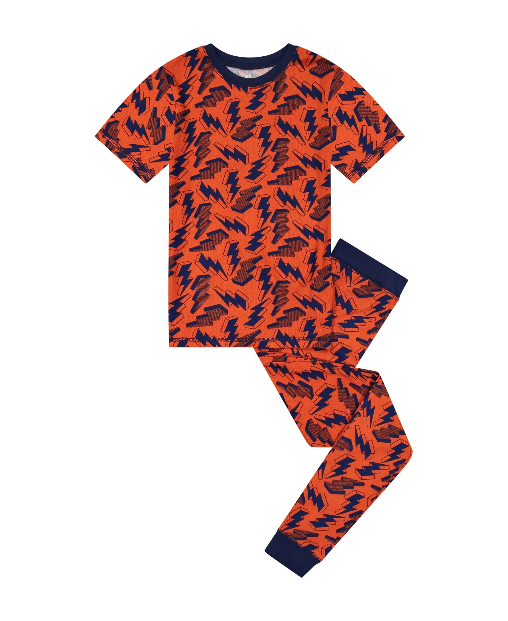 Boys Lightning Bolt Super Soft Snug Fit 2-Piece Pajama Sleep Set