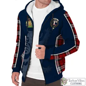 Brodie Dress Tartan Sherpa Hoodie with Family Crest and Lion Rampant Vibes Sport Style