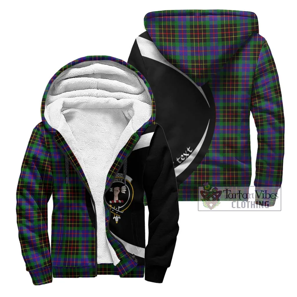 Brodie Hunting Modern Tartan Sherpa Hoodie with Family Crest Circle Style