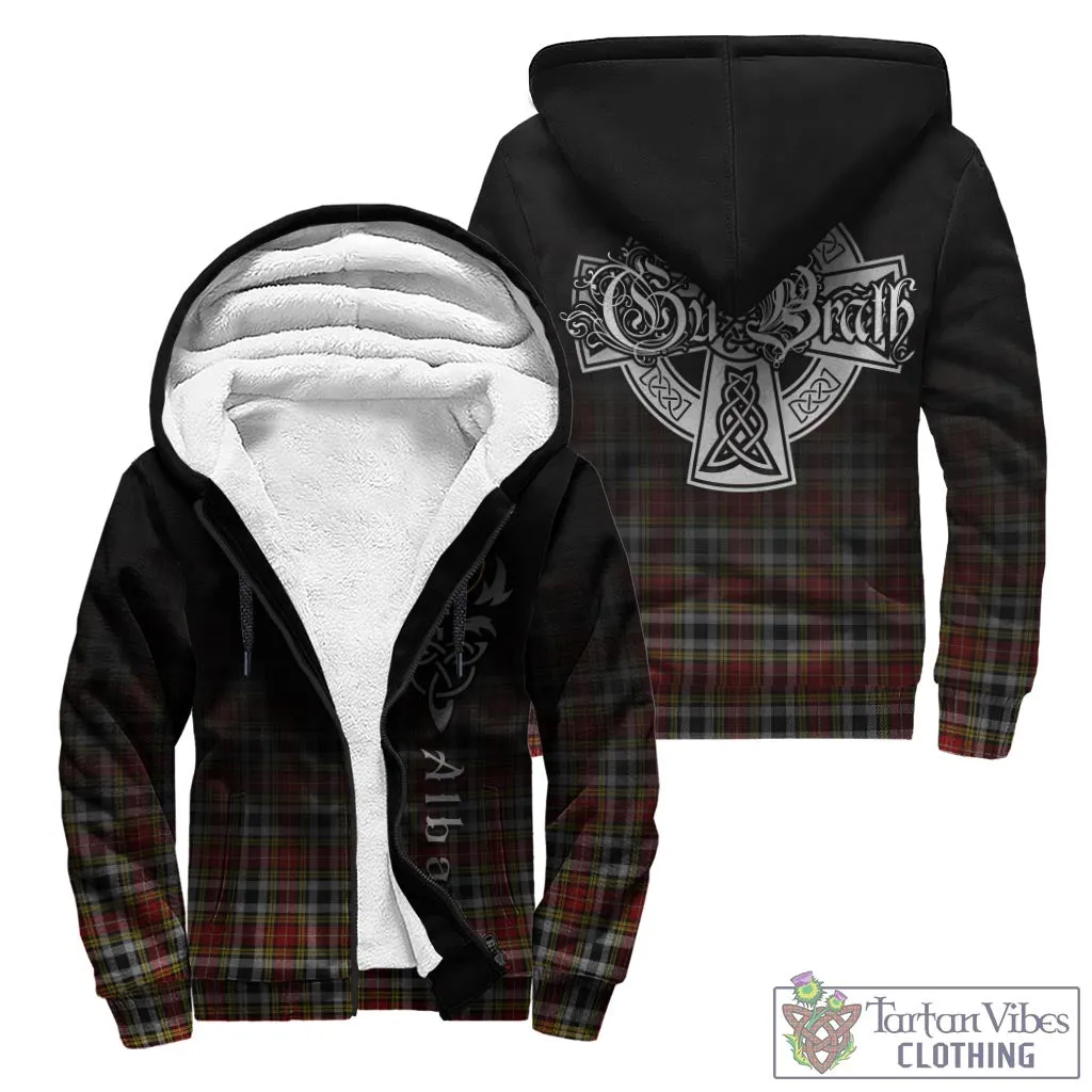 Buchanan Old Dress Tartan Sherpa Hoodie Featuring Alba Gu Brath Family Crest Celtic Inspired