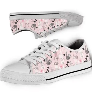 Bunny Rabbit Pattern Low Top Shoes, Animal Print Canvas Shoes, Print On Canvas Shoes