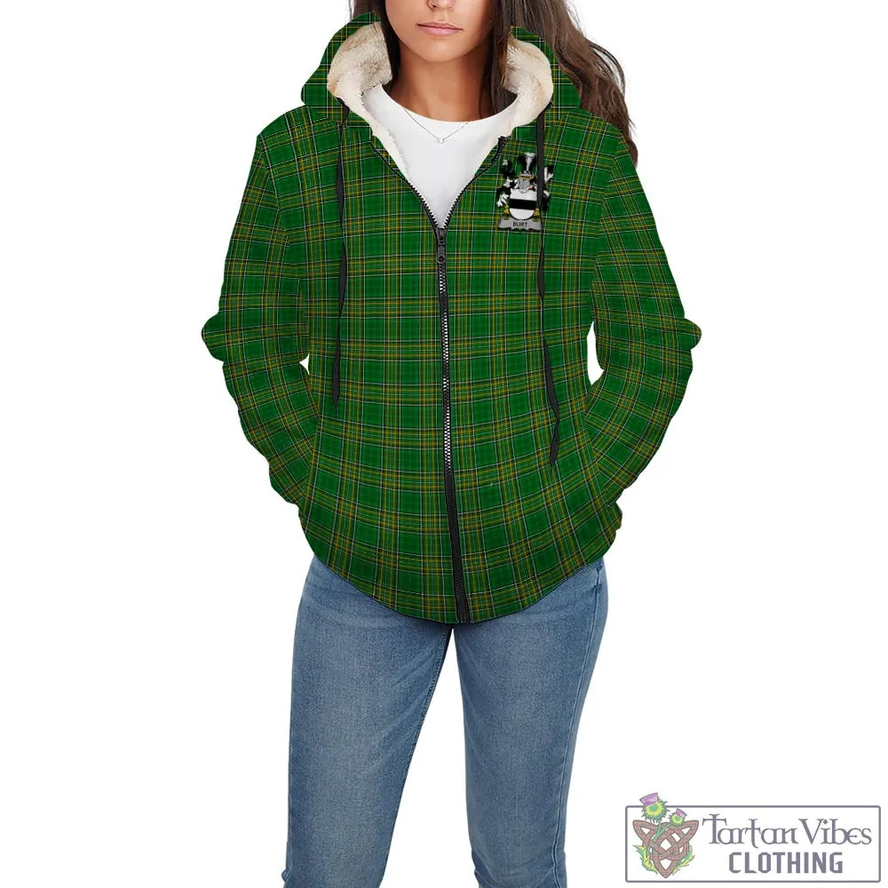 Burt Irish Clan Tartan Sherpa Hoodie with Coat of Arms