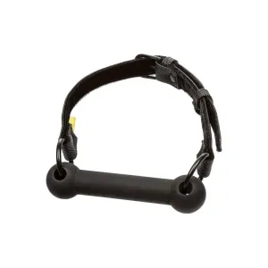 California Exotic Black Faux Leather Bondage Gag with Silicone Bar