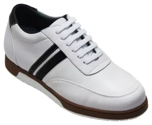 CALTO White Leather Sneakers - 2.8 inches - Y2821