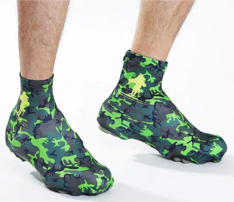 Camouflage Green Splash-proof Cycling Shoe Covers