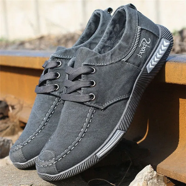 Canvas Denim Lace-Up Casual Sneaker Shoes