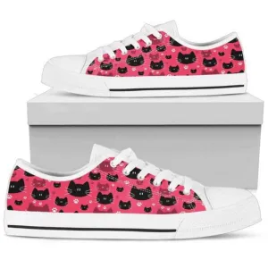 Cats Women Low Top Shoes - Stylish And Sustainable Footwear, Cat Canvas Shoes