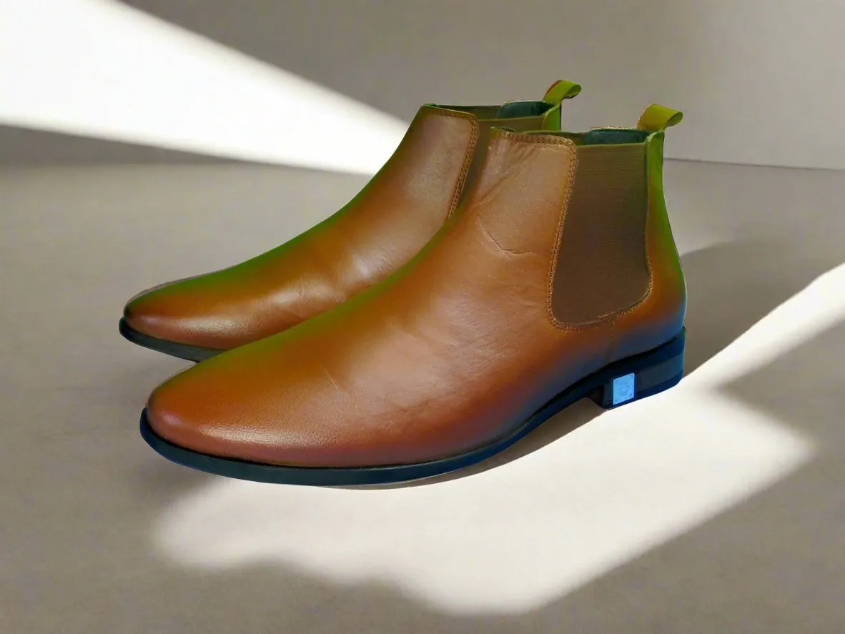 Chelsea Boot Golden Brown Genuine Leather shoes men