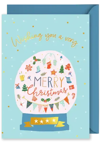 Christmas Card - 'Wishing You A Very Merry Christmas' Snow Globe