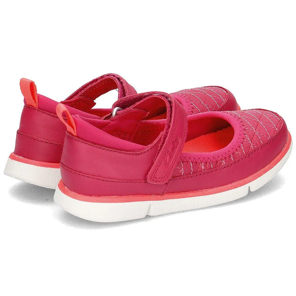 Clarks Tri Megan Berry Leather Girls Ballerinas