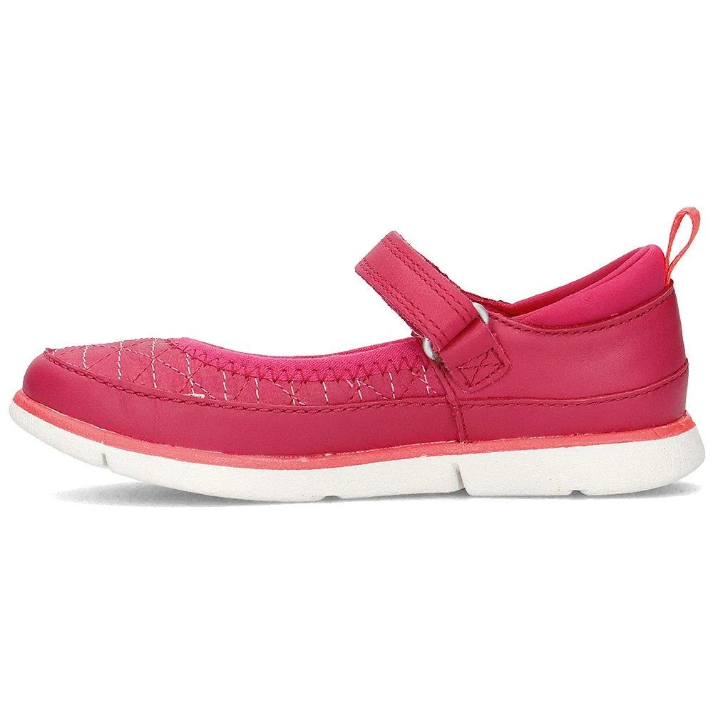 Clarks Tri Megan Berry Leather Girls Ballerinas