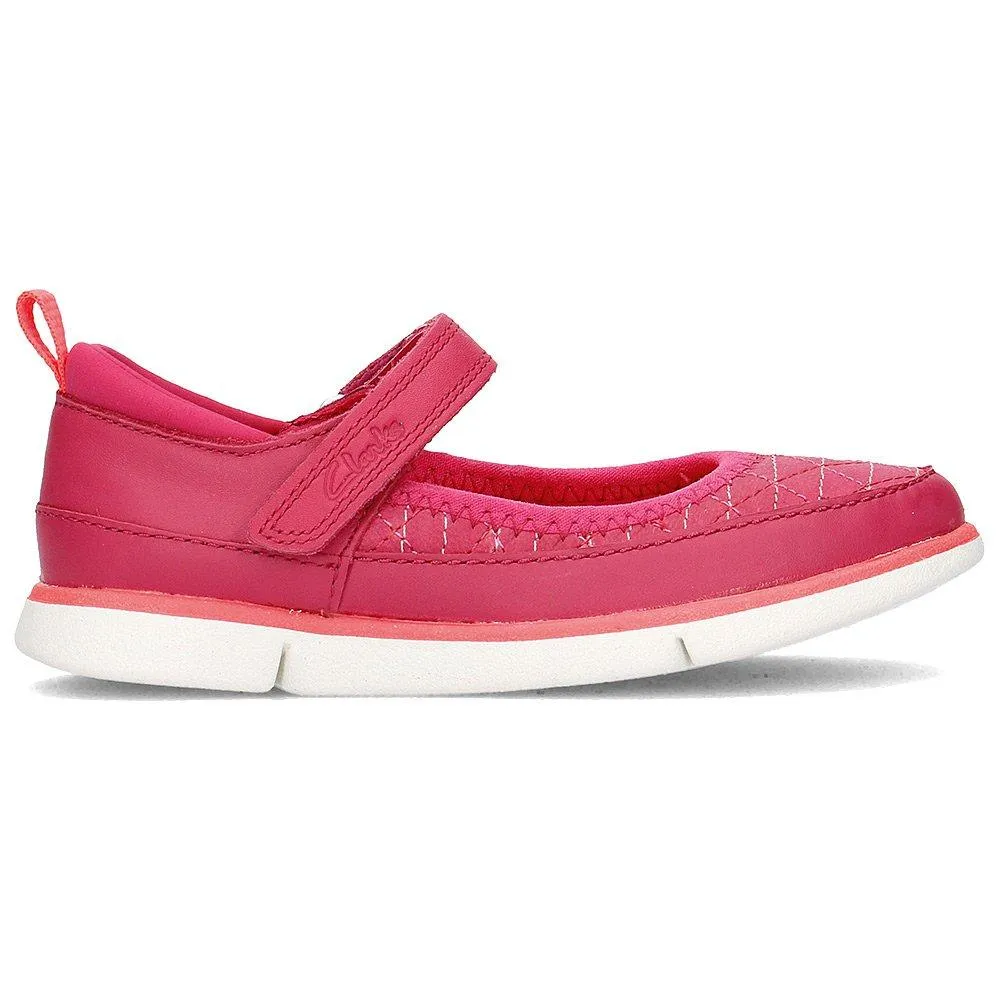 Clarks Tri Megan Berry Leather Girls Ballerinas