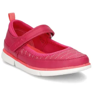 Clarks Tri Megan Berry Leather Girls Ballerinas