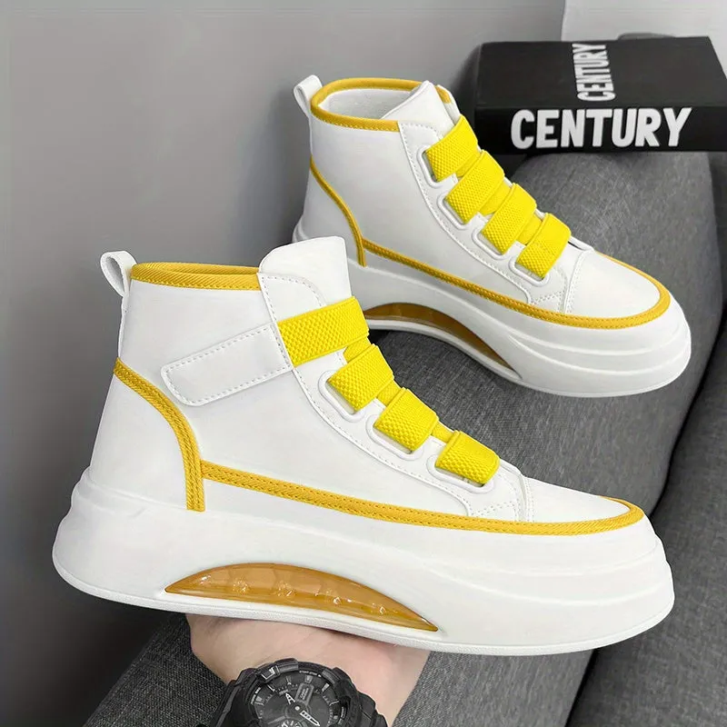 Comfy Non-Slip High Top Skate Shoes for Men's Outdoor Activities - Trendy Color Block Sneakers