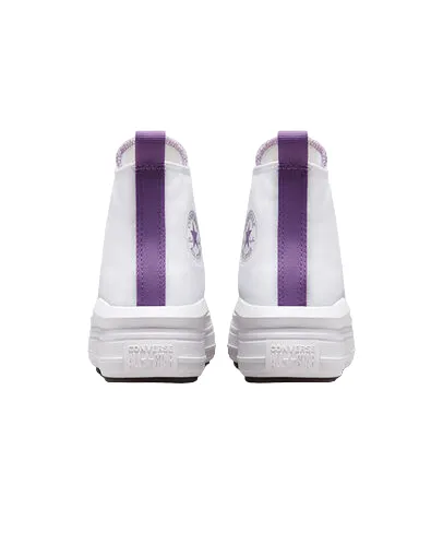 Converse scarpa sneakers da donna con zeppa Chuck Taylor All Star Move A03667C bianco-viola