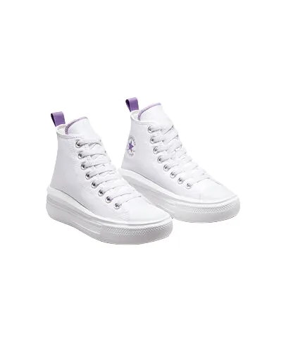 Converse scarpa sneakers da donna con zeppa Chuck Taylor All Star Move A03667C bianco-viola