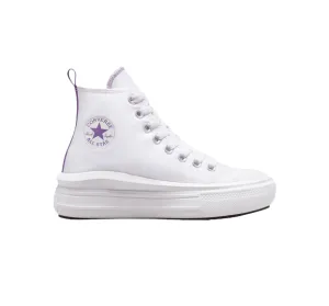 Converse scarpa sneakers da donna con zeppa Chuck Taylor All Star Move A03667C bianco-viola