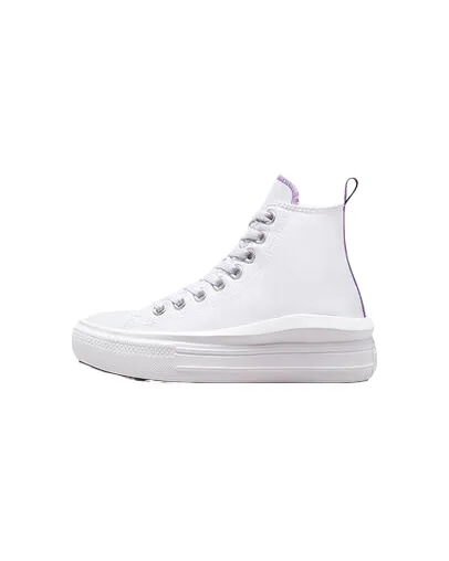 Converse scarpa sneakers da donna con zeppa Chuck Taylor All Star Move A03667C bianco-viola